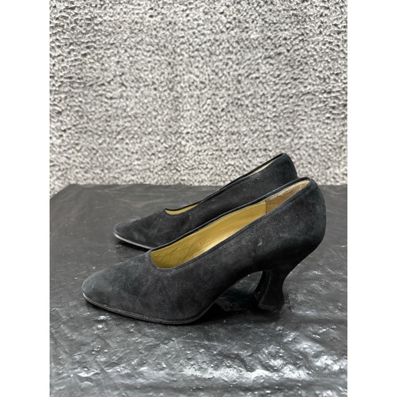Vintage Yves Saint Laurent Pumps Size 7 M Black & Gold Suede‎ - Picture 3 of 10